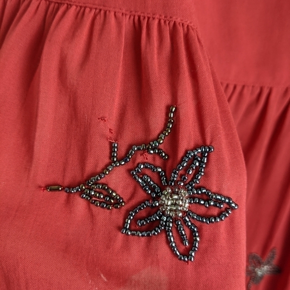 RARE FreePeople Beaded Scoop Neck Tunic Cranberry Red S - Picture 12 of 14